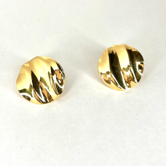 NWT Gold Stud Earrings Women Modern Professional 1 inch Minimalist Office - Picture 4 of 6